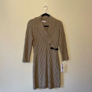 Calvin Klein M/M/M gray mini dress piratecore cable knit winter cabincore buckle
